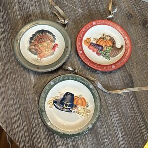 MWW Market LET US GIVE THANKS 4.5" Mini Plate Set Thanksgiving Autumn Harvest